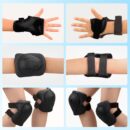 Kids Protective Gear Set - Knee Pads Elbow Pads with Wrist Guards for A 3-12 | 3-in-1 Safety Protective Gear for Skating, Cycling, Biking, Roller Skates, Scooters (Black, ‎S(3-7Years))