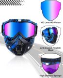 2 Pieces Motorcycle Goggles Face Mask Detachable Helmet Riding Goggles Glasses